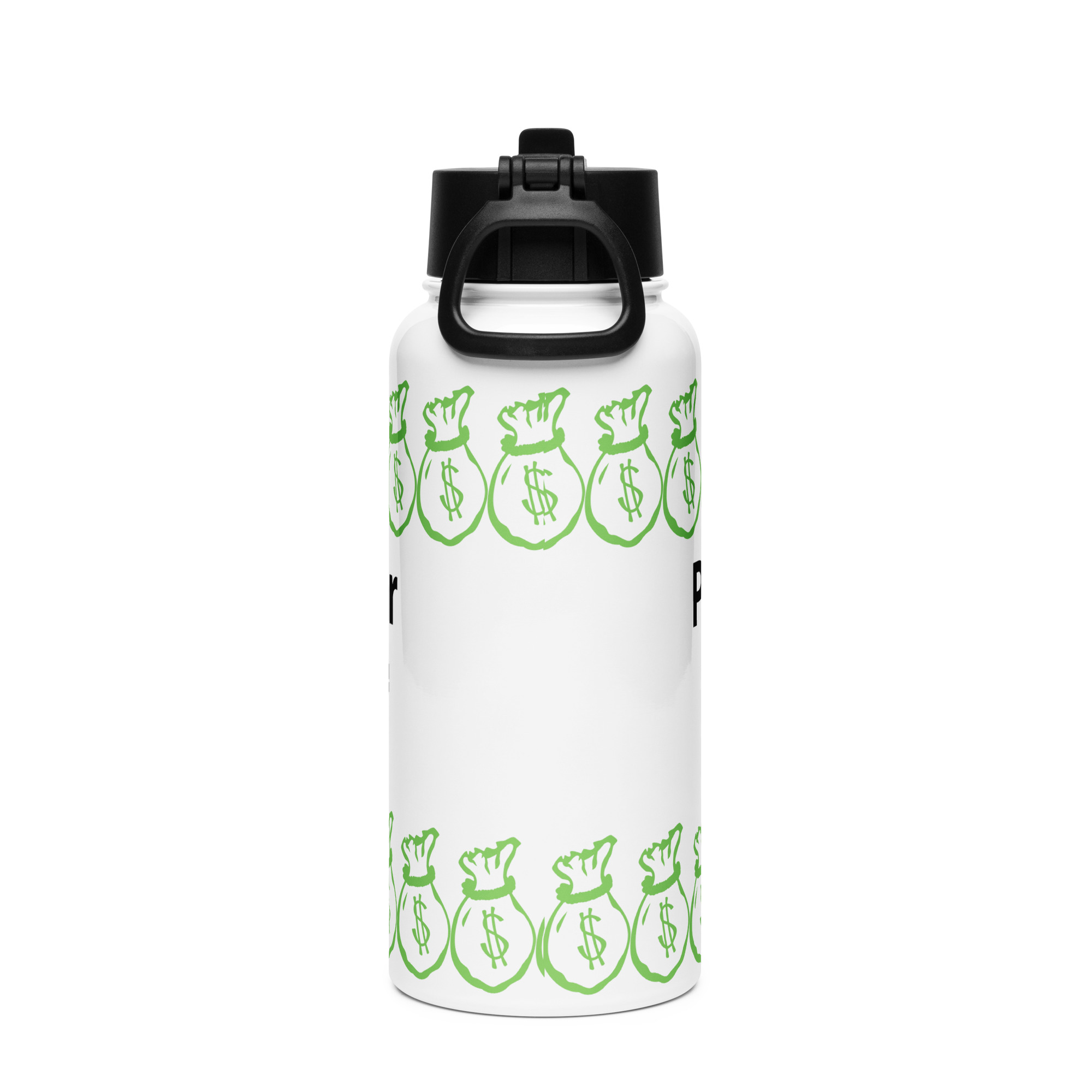 Protege Dollar Money where your Mouth is Stainless steel water bottle with a straw lid